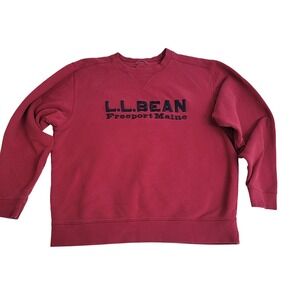 L.L. Bean Freeport Maine Embroidered Logo Crewneck Sweatshirt Red Mens L 284976